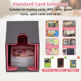 Vertical Leather Game Card Deck Case Box with Display Window-Red Peach(HK-X050)