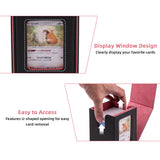 Vertical Leather Game Card Deck Case Box with Display Window-Red Peach(HK-X050)