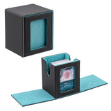 Vertical Leather Game Card Deck Case Box with Display Window-Light Blue(HK-X050)