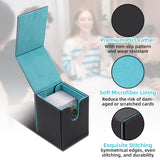 Vertical Leather Game Card Deck Case Box with Display Window-Light Blue(HK-X050)