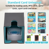 Vertical Leather Game Card Deck Case Box with Display Window-Light Blue(HK-X050)