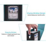 Vertical Leather Game Card Deck Case Box with Display Window-Light Blue(HK-X050)