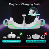 Mcbazel VR Headset Wall Charging Station for Quest 3 with 7 Colors Breathable Light, Magnetic Quick Charging Stand for Quest 3 Only Headset - White