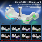 Mcbazel VR Headset Wall Charging Station for Quest 3 with 7 Colors Breathable Light, Magnetic Quick Charging Stand for Quest 3 Only Headset - White