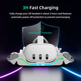 Mcbazel VR Headset Wall Charging Station for Quest 3 with 7 Colors Breathable Light, Magnetic Quick Charging Stand for Quest 3 Only Headset - White