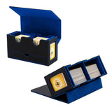 PU Leather Double Grid Game Card Display Box - Blue and Black(HK-X53)