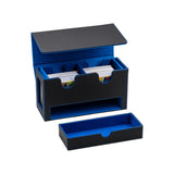 PU Leather Double Grid Game Card Display Box - Blue and Black(HK-X53)