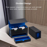 PU Leather Double Grid Game Card Display Box - Blue and Black(HK-X53)
