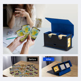 PU Leather Double Grid Game Card Display Box - Blue and Black(HK-X53)