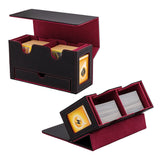PU Leather Double Grid Game Card Display Box - Red and Black(HK-X53)