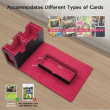 PU Leather Double Grid Game Card Display Box - Red and Black(HK-X53)