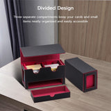 PU Leather Double Grid Game Card Display Box - Red and Black(HK-X53)