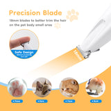 Waterproof Paw Hair Trimmer with LED Light for Dogs and Cats