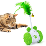 Mcbazel Infrared Mouse-shaped Automatic Cat Interactive Toys Car with a Bell and 5 Feathers-Green