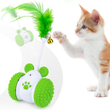 Mcbazel Infrared Mouse-shaped Automatic Cat Interactive Toys Car with a Bell and 5 Feathers-Green