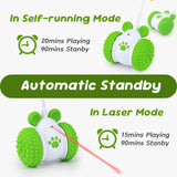 Mcbazel Infrared Mouse-shaped Automatic Cat Interactive Toys Car with a Bell and 5 Feathers-Green