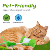 Mcbazel Infrared Mouse-shaped Automatic Cat Interactive Toys Car with a Bell and 5 Feathers-Green
