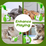 Mcbazel Infrared Mouse-shaped Automatic Cat Interactive Toys Car with a Bell and 5 Feathers-Green