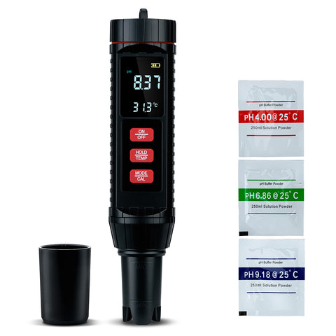 Mcbazel 7 in 1 Upgraded TDS/EC/S.G Water Quality Test Pen with PH Buffer Powder-Black