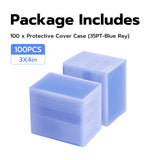 Mcbazel 100 Pcs Transparent Game Card Plastic Hard Protective Cover Case with Protective Film(35PT-Blue Ray)
