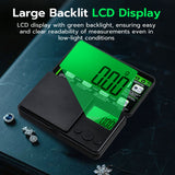 High-Precision 500g/0.01g, Electronic Scale with LCD Green Light Display Screen - black