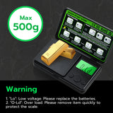 High-Precision 500g/0.01g, Electronic Scale with LCD Green Light Display Screen - black