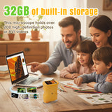 Portable Kid's Microscope with 32G Memory Card - Yellow (382)