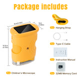Portable Kid's Microscope with 32G Memory Card - Yellow (382)