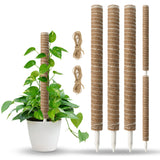 4 Pcs 60cm Stackable Pole Coir Pole for Climbing Plants Growth- Wood Version