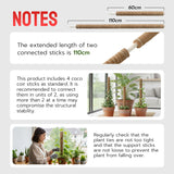 4 Pcs 60cm Stackable Pole Coir Pole for Climbing Plants Growth- Wood Version