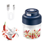 320ML Mini Electric Food Chopper with USB Charging Cable-Blue