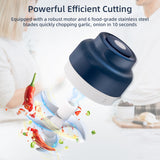 320ML Mini Electric Food Chopper with USB Charging Cable-Blue
