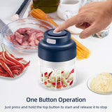 320ML Mini Electric Food Chopper with USB Charging Cable-Blue