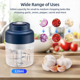 320ML Mini Electric Food Chopper with USB Charging Cable-Blue
