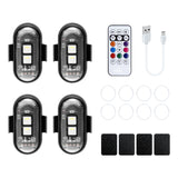 4 Pcs Rechargeable 8-color LED Car Flashing Warning Light with Remote Control (Velcro + Magnetic)