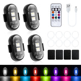 4 Pcs Rechargeable 8-color LED Car Flashing Warning Light with Remote Control (Velcro + Magnetic)