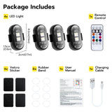 4 Pcs Rechargeable 8-color LED Car Flashing Warning Light with Remote Control (Velcro + Magnetic)