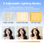 Mcbazel 3-Mode Rechargeable LED Selfie and Vlog Light with Clip, Adjusted 3 Light Modes for Phone, iPad, Laptop, for Makeup, TikTok, Selfie, Conferencing