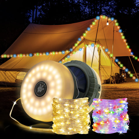 Mcbazel 10 Meters Solar LED Magnetic Camping Atmosphere Lights with Remote Control(Colorful)