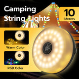 Mcbazel 10 Meters Solar LED Magnetic Camping Atmosphere Lights with Remote Control(Colorful)