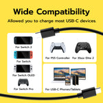 Mcbazel DOBE 1.5-Meter Charging Cable For NS2/Nintendo Switch OLED/PS5/XBOX -Black