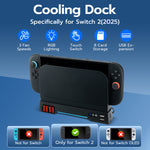 Mcbazel DOBE Cooling Fan Stand with Game Cards Storage for NS 2 Console-Black