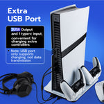 Mcbazel DOBE Mltifunctional Cooling Stand with Charging for PS5/PS5 Slim/PS5 Pro Console-White