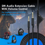 2M Audio Extension Cable with Volume Control for Logitech Astro A10/A30/A40 Gaming Headset - Black
