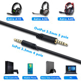2M Audio Extension Cable with Volume Control for Logitech Astro A10/A30/A40 Gaming Headset - Black