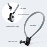 Magnetic Adjustable Neck Phone Holder for Mobile Phone/GoPro/DJI-Gray(S7Pro)