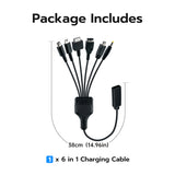 Mcbazel 6 in 1 Charging Cable For PSP/WII U/GBA SP/PSVITA1000/3DS/NDSL -Black