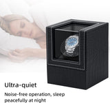Mcbazel Automatic Single Watch Winder with Crocodile Leather Pattern - Black (W125E US Plug)