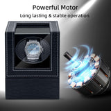 Mcbazel Automatic Single Watch Winder with Crocodile Leather Pattern - Black (W125E US Plug)