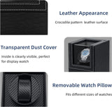 Mcbazel Automatic Single Watch Winder with Crocodile Leather Pattern - Black (W125E US Plug)